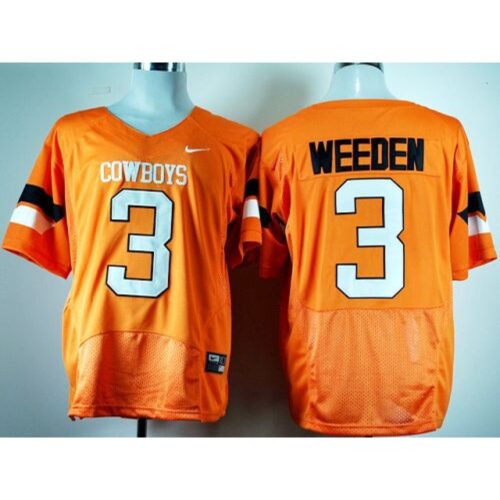 6861d3bc30c1b_1 Cowboys #3 Brandon Weeden Orange Pro Combat Stitched NCAA Jersey