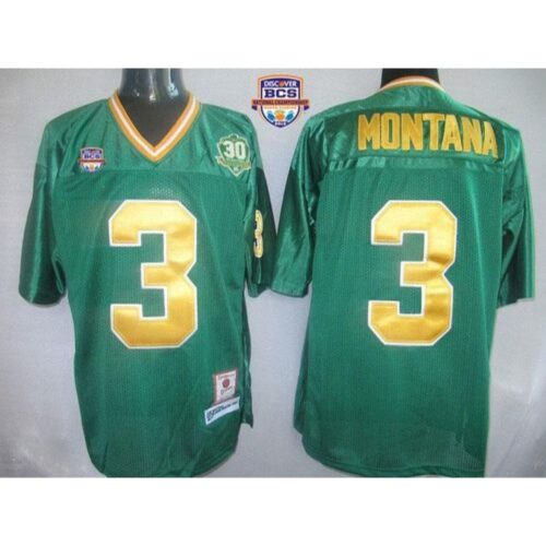 6861d3c749c47_1 Dame #3 Joe Montana Green With 30TH Patch 2013 BCS National Championship Stitched NCAA Jersey
