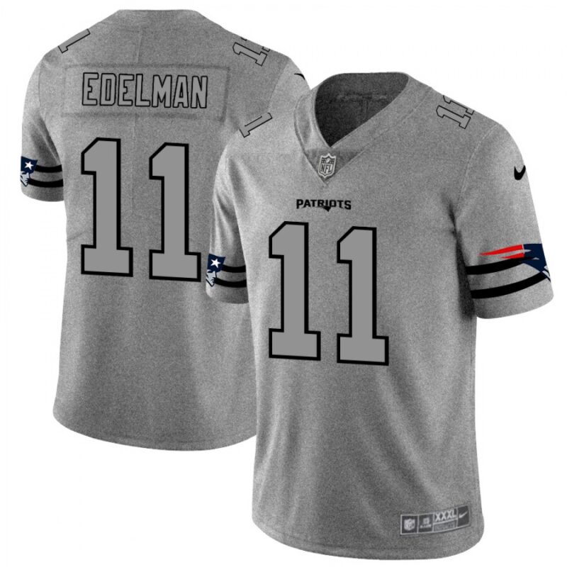 6861d3ef4b371_1 Men's New England Patriots #11 Julian Edelman 2019 Gray Gridiron Team Logo Limited Stitched NFL Jersey