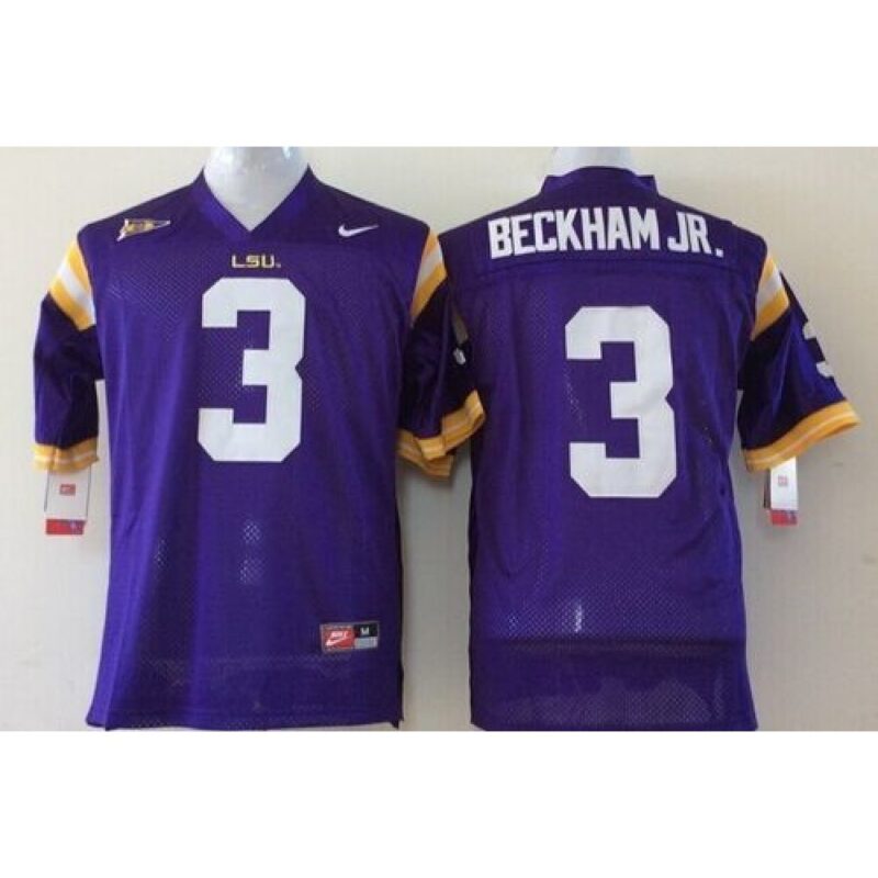 6861d3f1b90c7_1 Tigers #3 Odell Beckham Jr Purple Stitched Youth NCAA Jersey