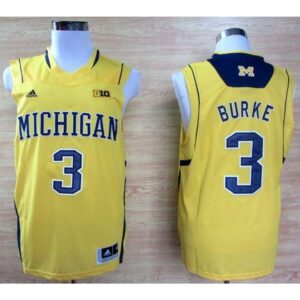 6861d3fb70c01_1 Wolverines #3 Trey Burke Gold Basketball Stitched NCAA Jersey