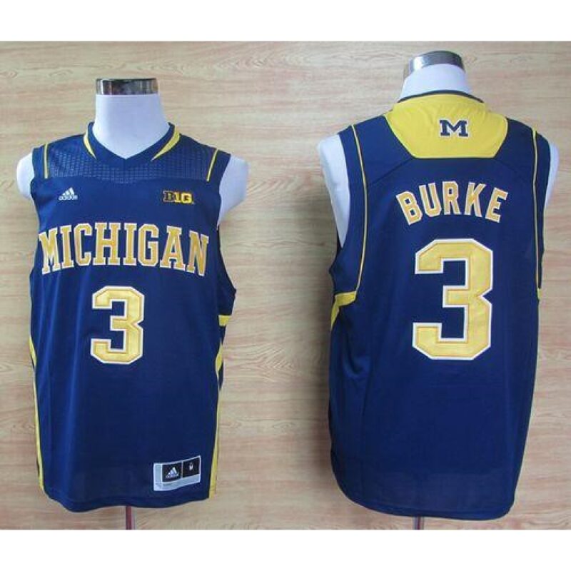 6861d3fed5830_1 Wolverines #3 Trey Burke Navy Blue Basketball Stitched NCAA Jersey