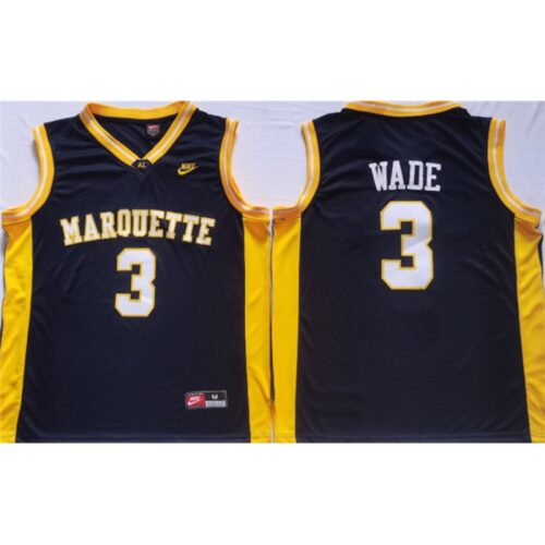 6861d42c8b983_1 Men's Marquette Golden Eagles #3 Dwyane Wade Black Stitched Jersey