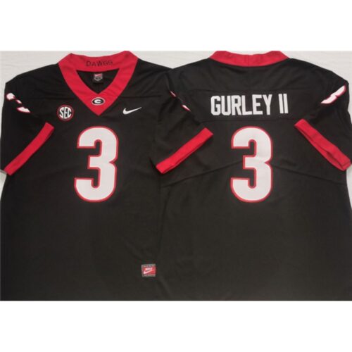 6861d43dc325f_1 Men's Georgia Bulldogs #3 GURLEY II Black College Football Stitched Jersey