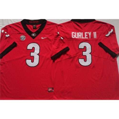 6861d440f4106_1 Men's Georgia Bulldogs #3 GURLEY II Red College Football Stitched Jersey