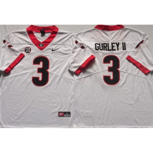 6861d444268f3_1 Men's Georgia Bulldogs #3 GURLEY II White College Football Stitched Jersey