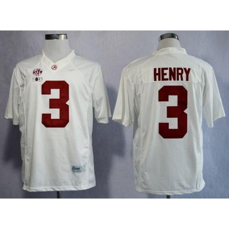 6861d485d3c37_1 Crimson Tide #3 Derrick Henry White Limited 2016 College Football Playoff National Championship Patch Stitched NCAA Jersey