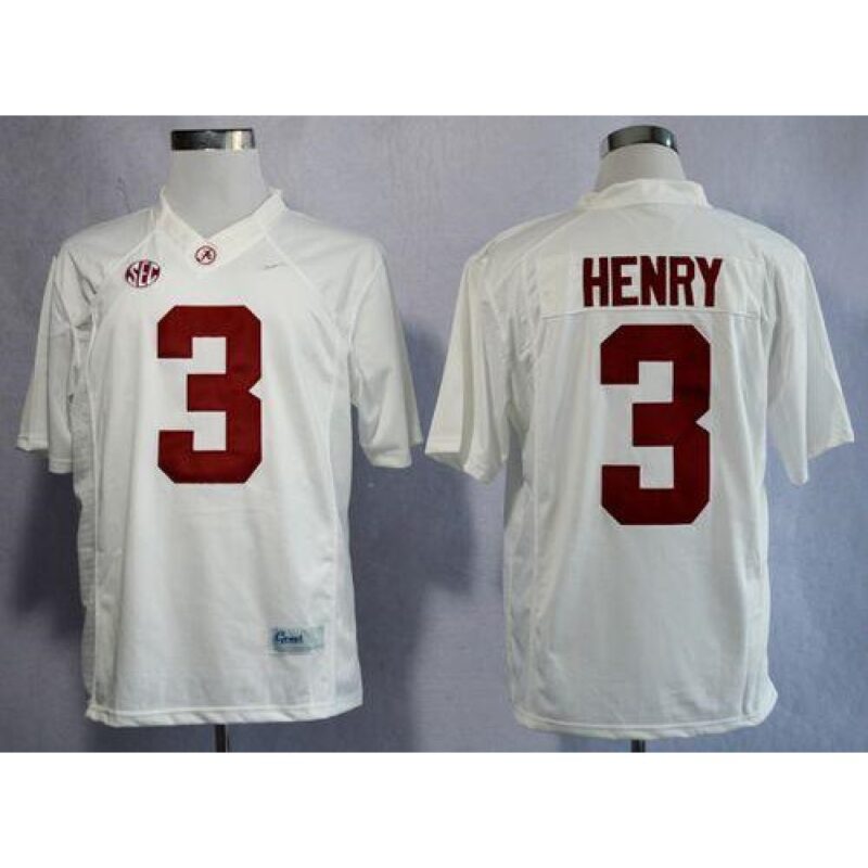 6861d4891672f_1 Crimson Tide #3 Derrick Henry White Limited Stitched NCAA Jersey