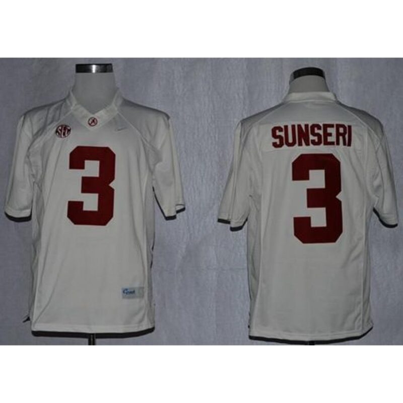 6861d492b83db_1 Crimson Tide #3 Vinnie Sunseri White Limited Stitched NCAA Jersey