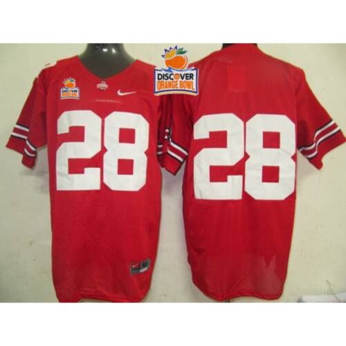 6861d4ce6e4dd_1 Buckeyes #28 Red 2014 Discover Orange Bowl Patch Stitched NCAA Jersey
