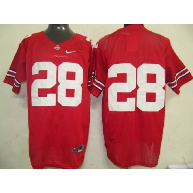 6861d4d1ac3d8_1 Buckeyes #28 Red Stitched NCAA Jersey