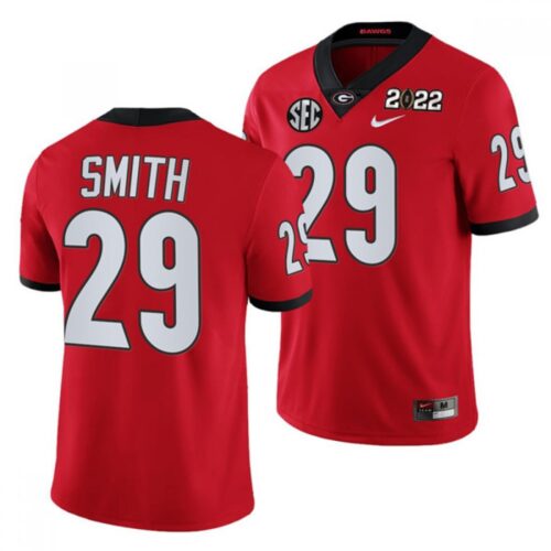 6861d4df3ece3_1 Men's Georgia Bulldogs #29 Christopher Smith 2022 Patch Red College Football Stitched Jersey