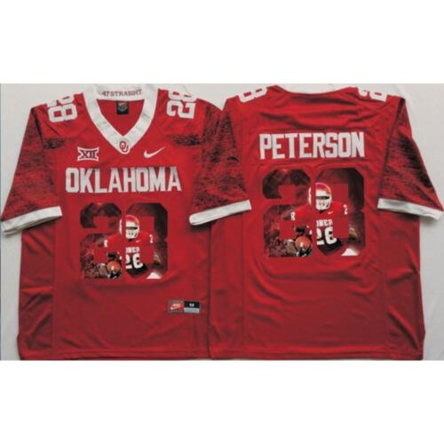 6861d500bd278_1 Sooners #28 Adrian Peterson Red Player Fashion Stitched NCAA Jersey
