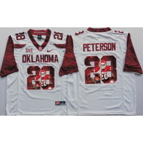 6861d50dca9ac_1 Sooners #28 Adrian Peterson White Player Fashion Stitched NCAA Jersey