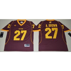 6861d52df0eec_1 Chippewas #27 Antonio Brown Maroon Stitched NCAA Jersey