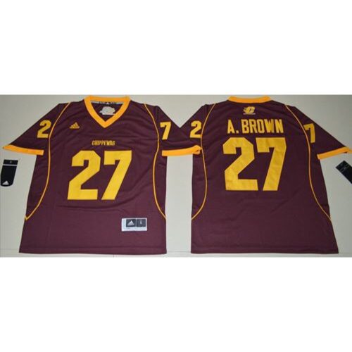 6861d52df0eec_1 Chippewas #27 Antonio Brown Maroon Stitched NCAA Jersey