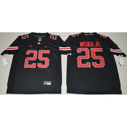 6861d537cb3ac_1 Buckeyes #25 Mike Weber Jr. Black(Red No.) Limited Stitched NCAA Jersey