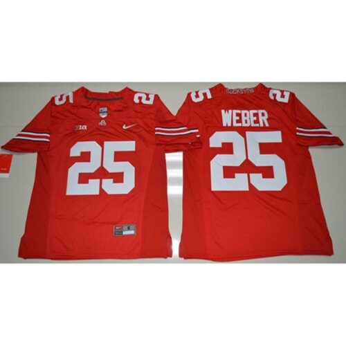 6861d53aedf36_1 Buckeyes #25 Mike Weber Jr. Red Stitched NCAA Jersey