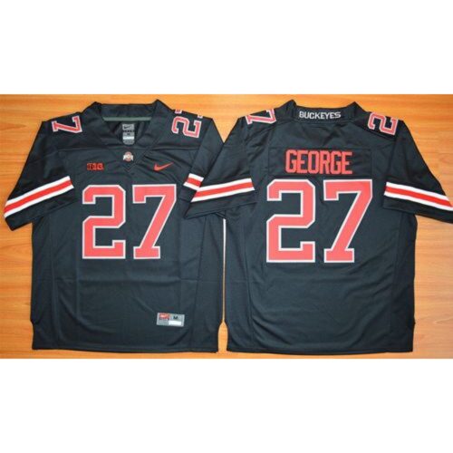 6861d53e34fa0_1 Buckeyes #27 Eddie George Black(Red No.) Limited Stitched NCAA Jersey