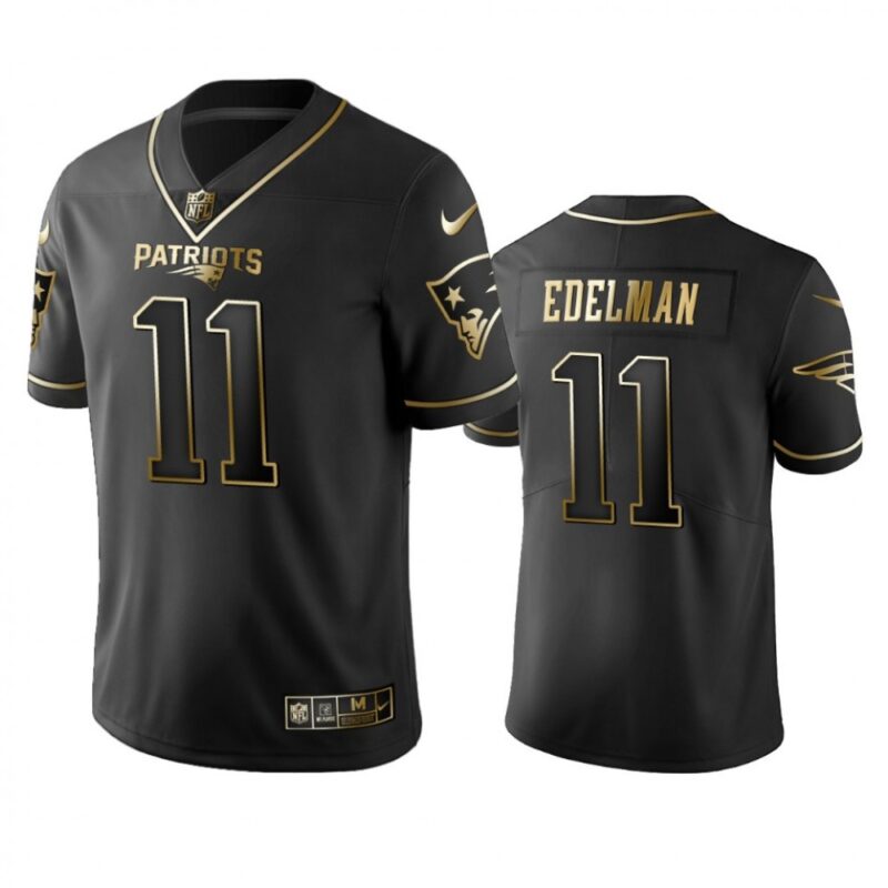 6861d53f40f9b_1 Men's New England Patriots #11 Julian Edelman Black 2019 Golden Edition Limited Stitched NFL Jersey