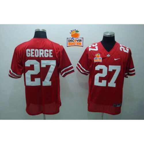 6861d54e580f9_1 Buckeyes #27 Eddie George Red 2014 Discover Orange Bowl Patch Stitched NCAA Jersey