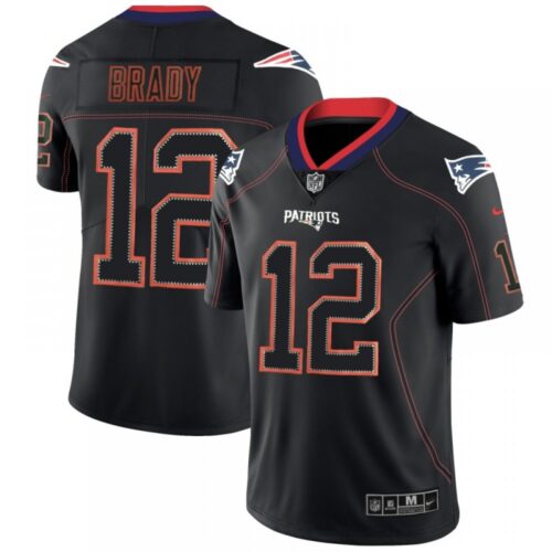 6861d558db51e_1 Men's New England Patriots #12 Tom Brady NFL 2018 Lights Out Black Color Rush Limited Jersey