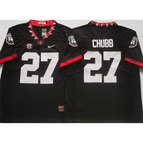6861d55b3d90d_1 Men's Georgia Bulldogs #27 CHUBB Black College Football Stitched Jersey