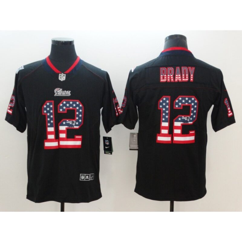6861d55c46c8e_1 Men's New England Patriots #12 Tom Brady Black 2018 USA Flag Color Rush Limited Fashion NFL Stitched Jersey