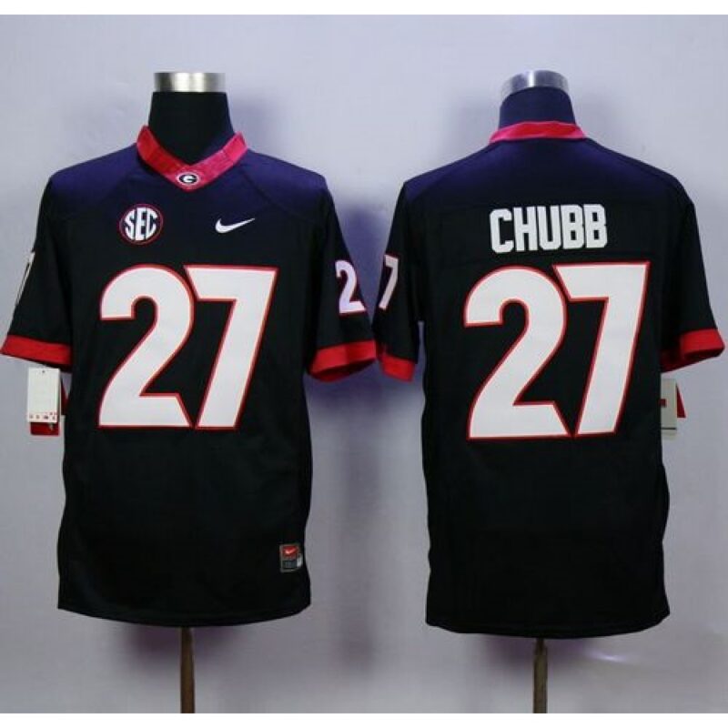 6861d55e5b40f_1 Bulldogs #27 Nick Chubb Black Limited Stitched NCAA Jersey