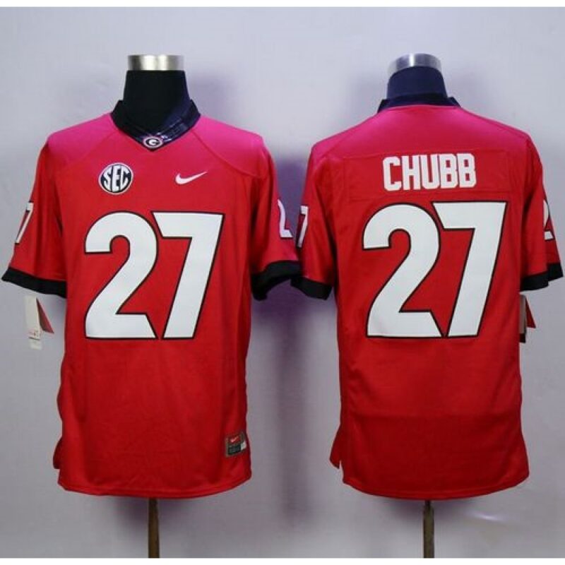 6861d5619607f_1 Bulldogs #27 Nick Chubb Red Limited Stitched NCAA Jersey