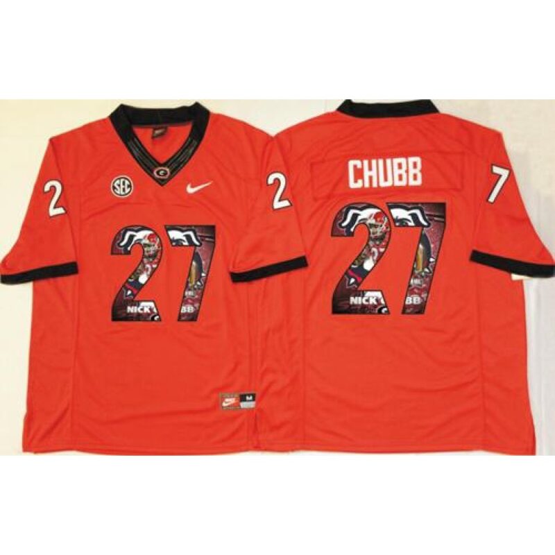 6861d564bbbba_1 Bulldogs #27 Nick Chubb Red Player Fashion Stitched NCAA Jersey