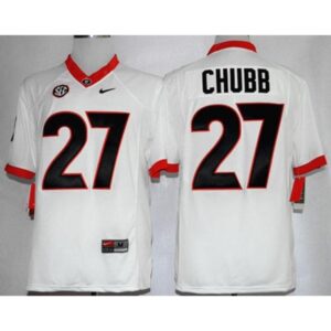6861d56894cf2_1 Bulldogs #27 Nick Chubb White Limited Stitched NCAA Jersey