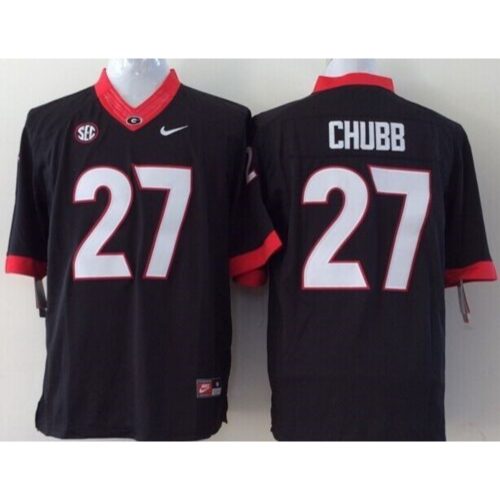 6861d56f8e94b_1 Bulldogs #27 Nick Chubb Black Stitched Youth NCAA Jersey