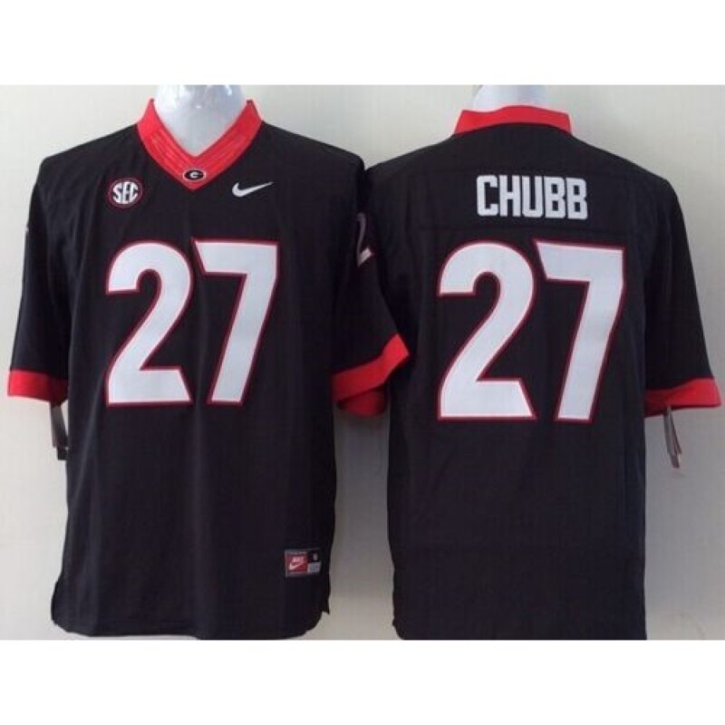 6861d56f8e94b_1 Bulldogs #27 Nick Chubb Black Stitched Youth NCAA Jersey