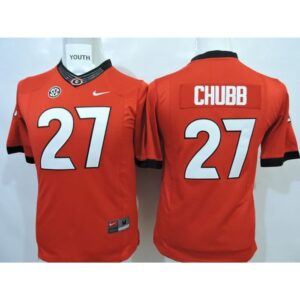 Bulldogs #27 Nick Chubb Red Stitched Youth NCAA Jersey