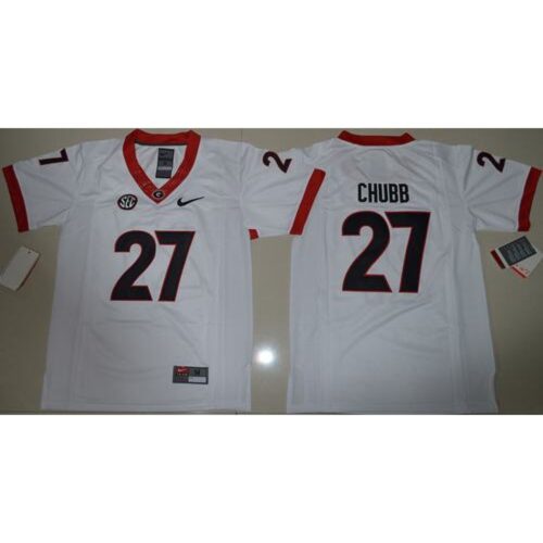6861d575e1e78_1 Bulldogs #27 Nick Chubb White Stitched Youth NCAA Jersey