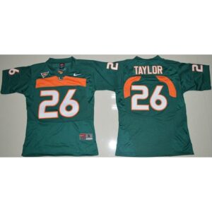 6861d5a082e57_1 Hurricanes #26 Sean Taylor Green Stitched Youth NCAA Jersey