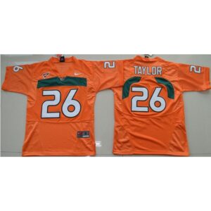 6861d5a4389ea_1 Hurricanes #26 Sean Taylor Orange Stitched Youth NCAA Jersey