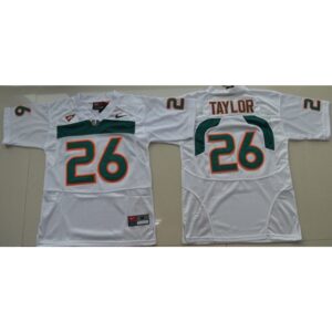 6861d5a75c398_1 Hurricanes #26 Sean Taylor White Stitched Youth NCAA Jersey