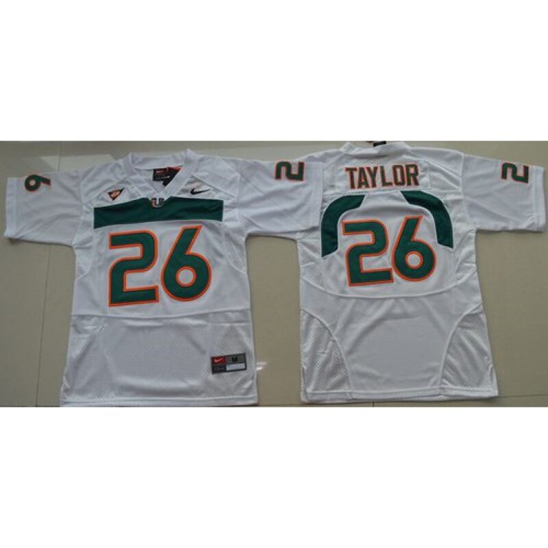 6861d5a75c398_1 Hurricanes #26 Sean Taylor White Stitched Youth NCAA Jersey