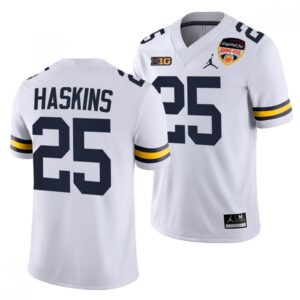 6861d5b157fe5_1 Men's Michigan Wolverines #25 Hassan Haskins White Stitched Football Jersey