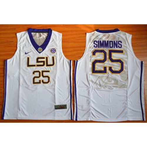 6861d5c7e8e06_1 LSU Tigers #25 Ben Simmons White Basketball Stitched NCAA Jersey
