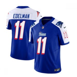 6861d5fa188b8_1 Men's New England Patriots #11 Julian Edelman Blue/White 2023 F.U.S.E. Vapor Limited Stitched Football Jersey