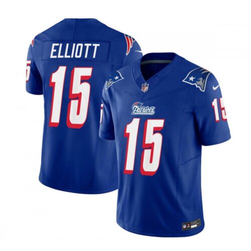 6861d60b4c001_1 Men's New England Patriots #15 Ezekiel Elliott Blue 2023 F.U.S.E. Throwback Limited Stitched Football Jersey