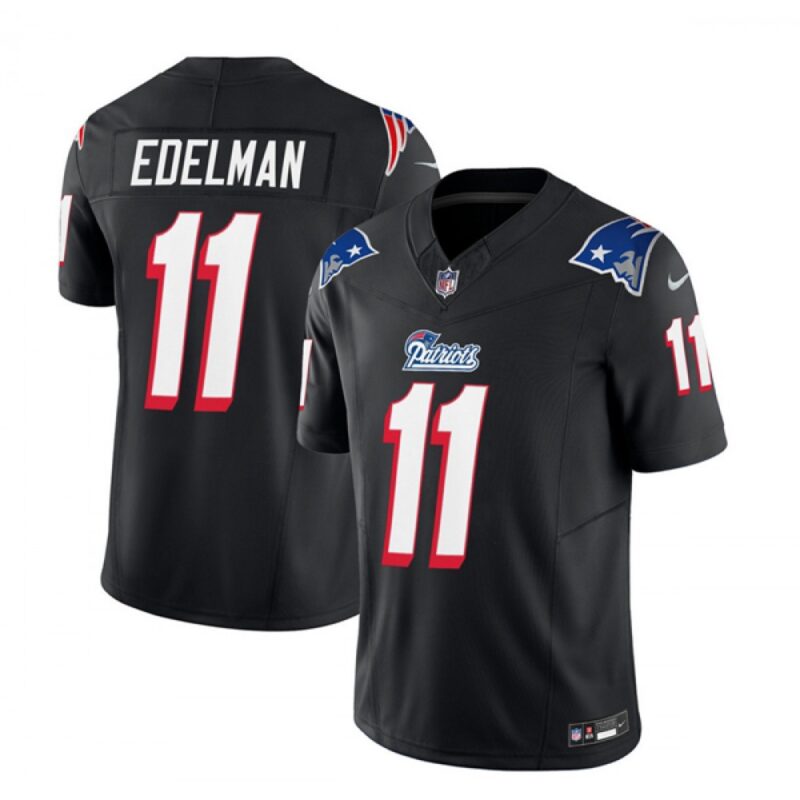 6861d6152df49_1 Men's New England Patriots #11 Julian Edelman Black 2023 F.U.S.E. Throwback Limited Stitched Football Jersey