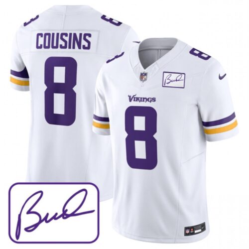 6861d61bccc37_1 Men's Minnesota Vikings #8 Kirk Cousins White 2023 F.U.S.E. Bud Grant patch Limited Stitched Jersey
