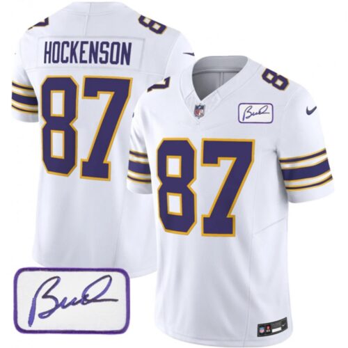 6861d6228ab8d_1 Men's Minnesota Vikings #87 T.J. Hockenson White 2023 F.U.S.E. Bud Grant patch Vapor Limited Stitched Jersey