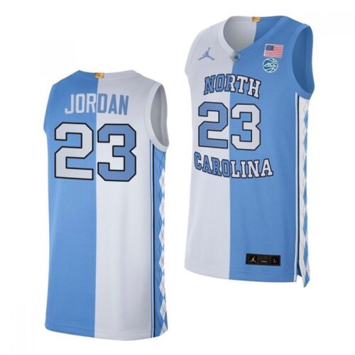 6861d63e776ca_1 Men's North Carolina Tar Heels #23 Michael Jordan Blue White Split Stitched Jersey