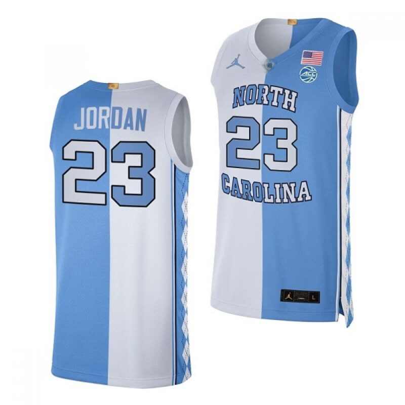 6861d63e776ca_1 Men's North Carolina Tar Heels #23 Michael Jordan Blue White Split Stitched Jersey