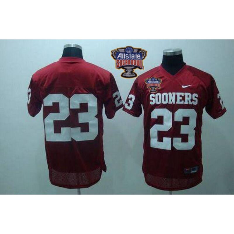 6861d6564063d_1 Sooners #23 Allen Patrick Red 2014 Sugar Bowl Patch Stitched NCAA Jersey